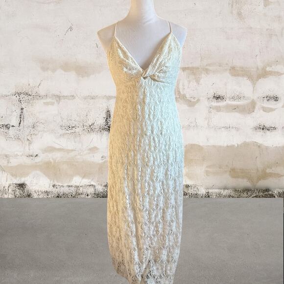 NSR Napean Sea Rd Cream Knot Front Lace Midi Dress Size XL NWOT - Picture 2 of 6